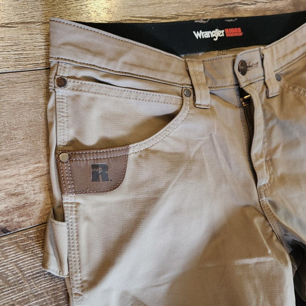 Wrangler Riggs Workwear Pants Mens 31"x 30 Khaki Ripstop Cargo Utility Durable